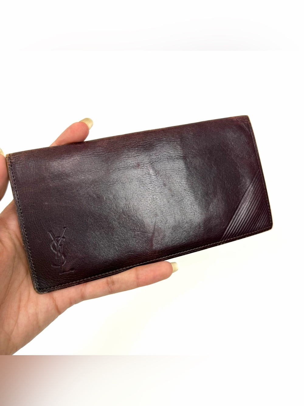 Authentic Yves Saint Laurent YSL Burgundy Leather Wallet